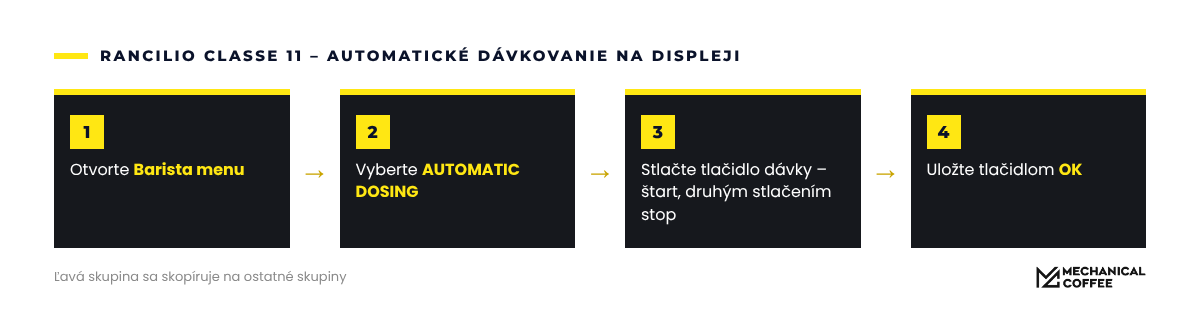 Na Classe 11 nastavíte dávky v Barista menu.